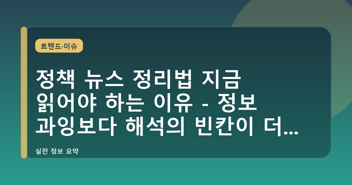 정책 뉴스 정리법 지금 읽어야 하는 이유 - 정보 과잉보다 해석의 빈칸이 더 문제다