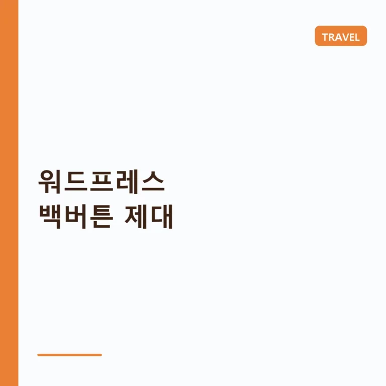 워드프레스 백버튼 제대 설정 및 네비게이션 최적화 가이드